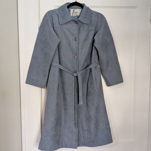 Lazarus of Virginia Blue Suede-Look Trench Coat w/ Belt (Est. M)